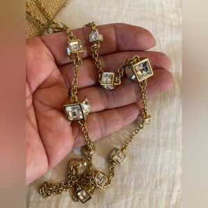 Necklace with Stations of Crystals 36” Long Chic Necklace‎